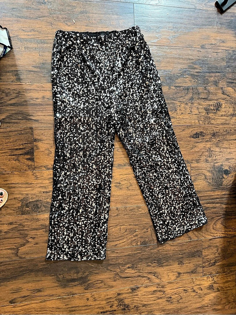 Sequin Wide Leg Pants in black Like New